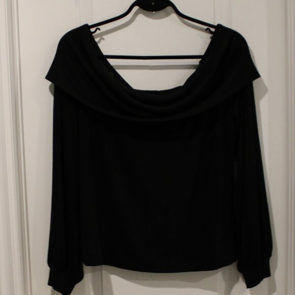 Banana Republic | Women's | Soft Luxe | Off the Shoulder Sweater | Black | XL - Picture 2 of 4